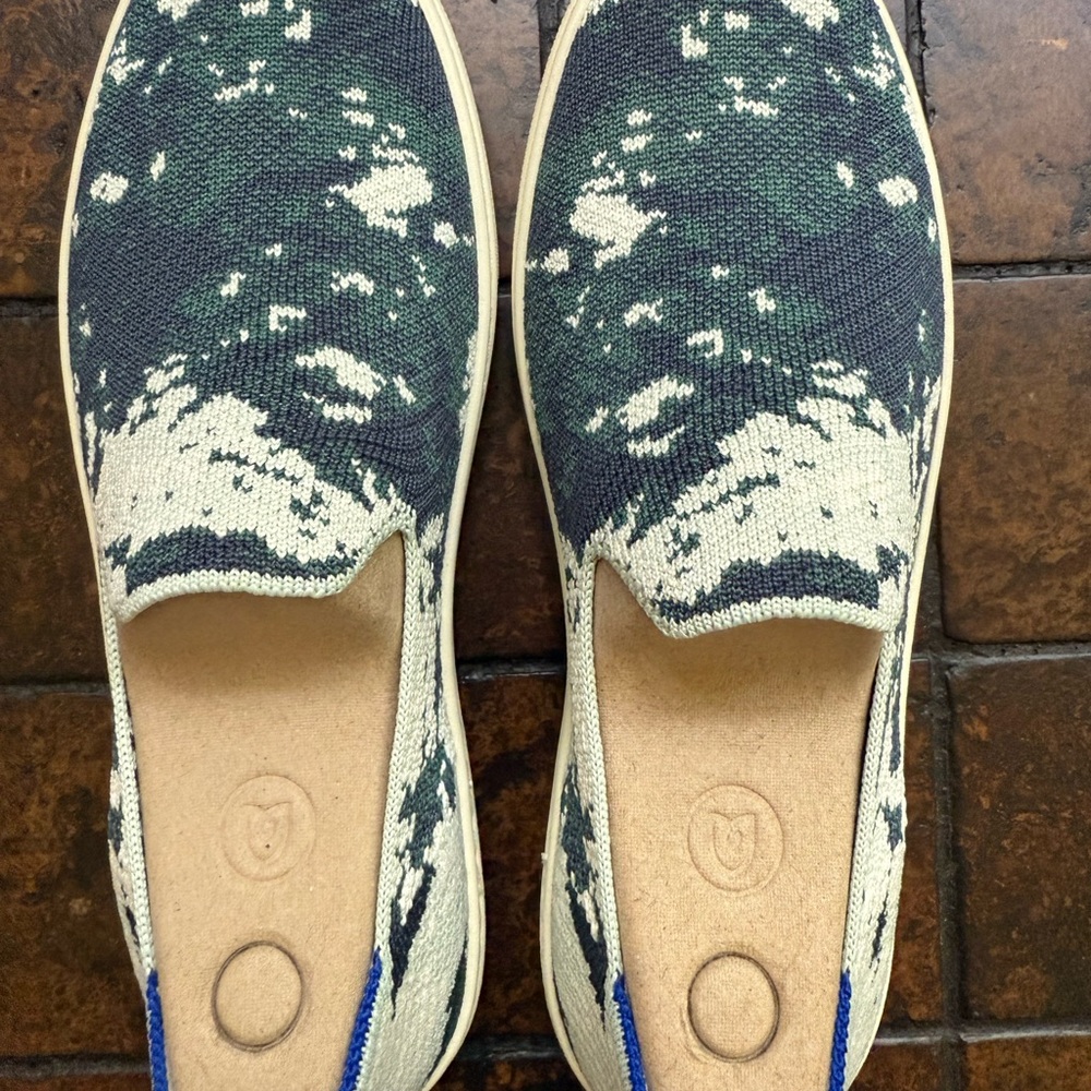 Rothy's Green and Cream Camouflage Sneakers